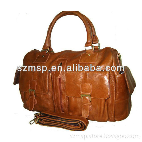 classic design genuine PU leather lady handbag